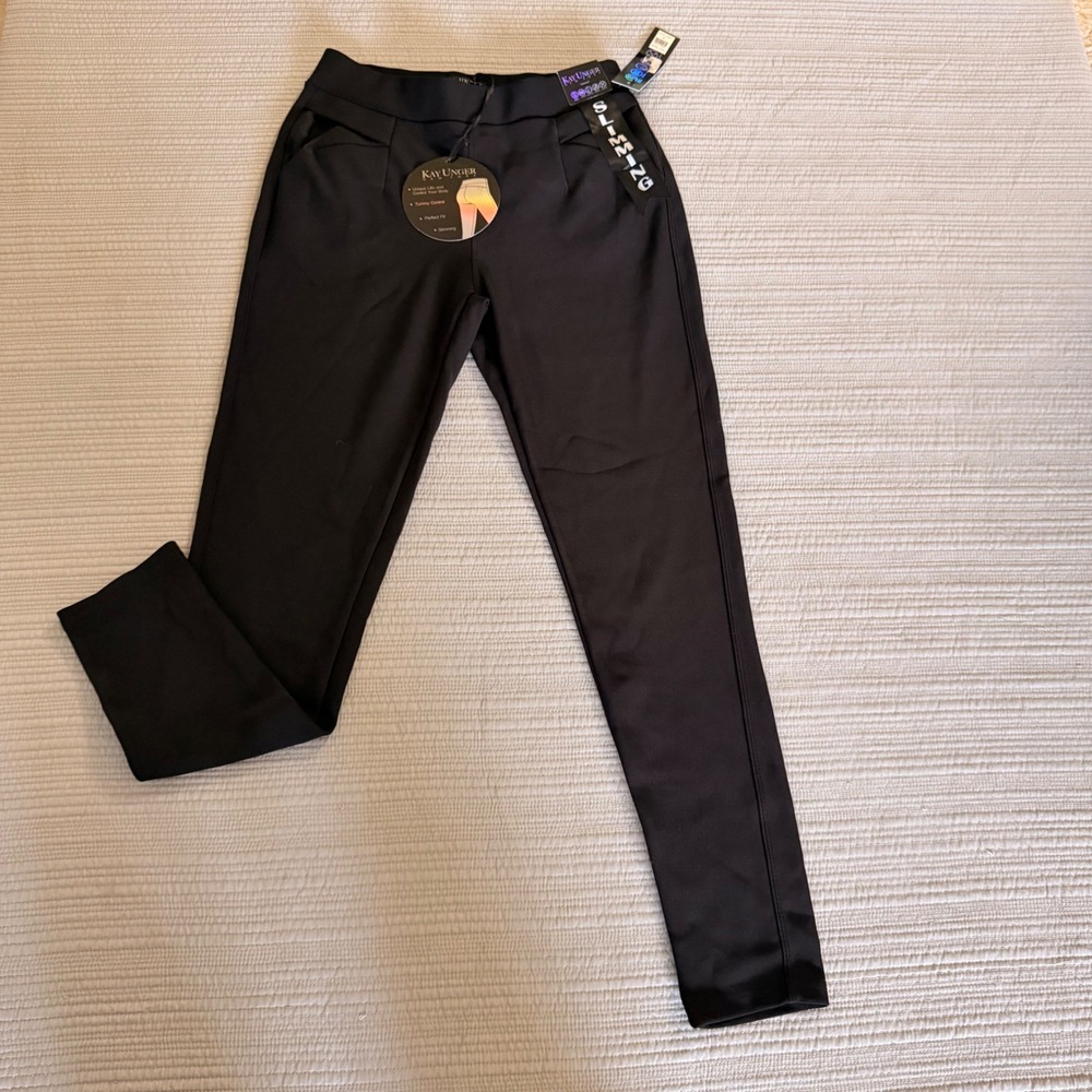 NWT Kay Unger New York Womens‎ Slimming Scuba Pants Black Tummy Control  Size S